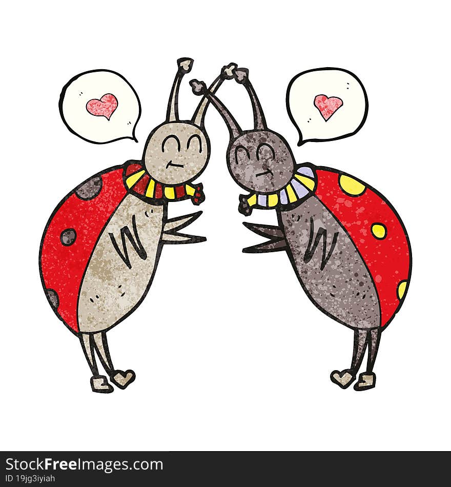 texture speech bubble cartoon ladybugs greeting