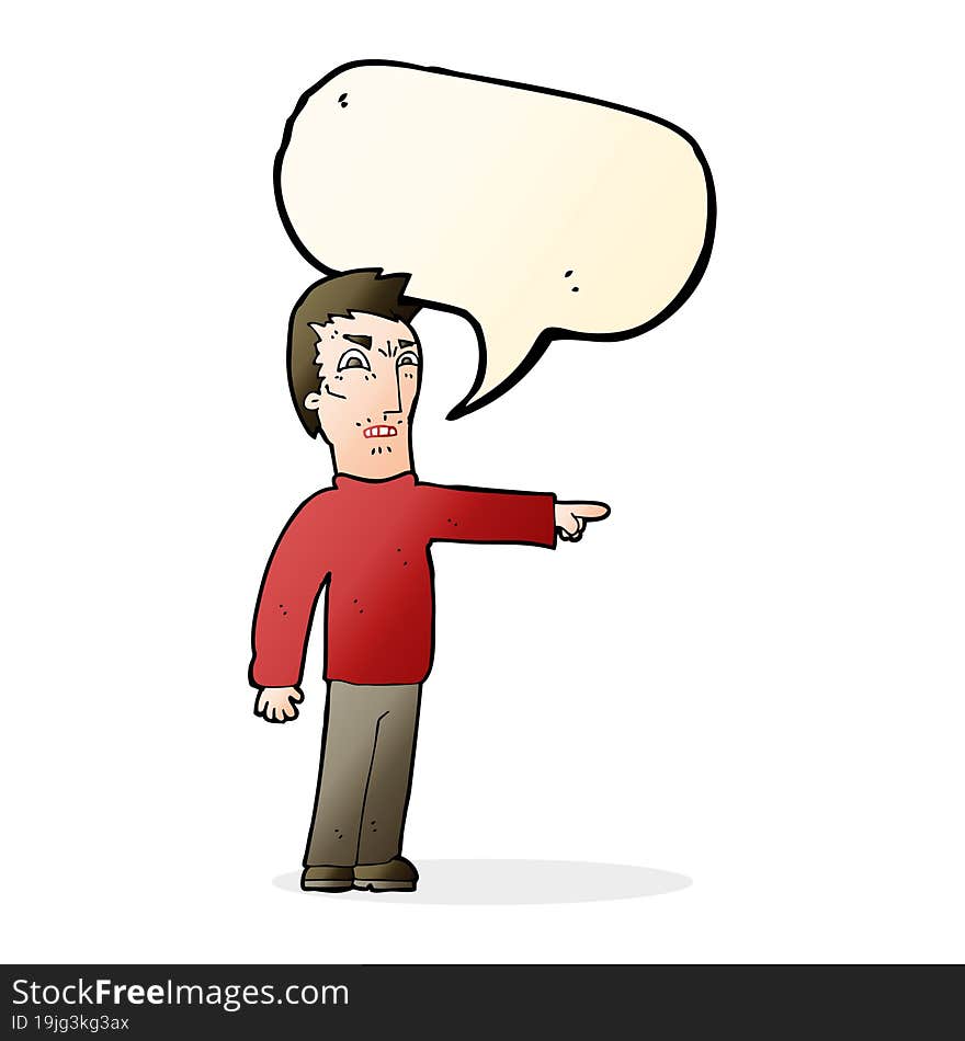 cartoon angry man pointing with speech bubble