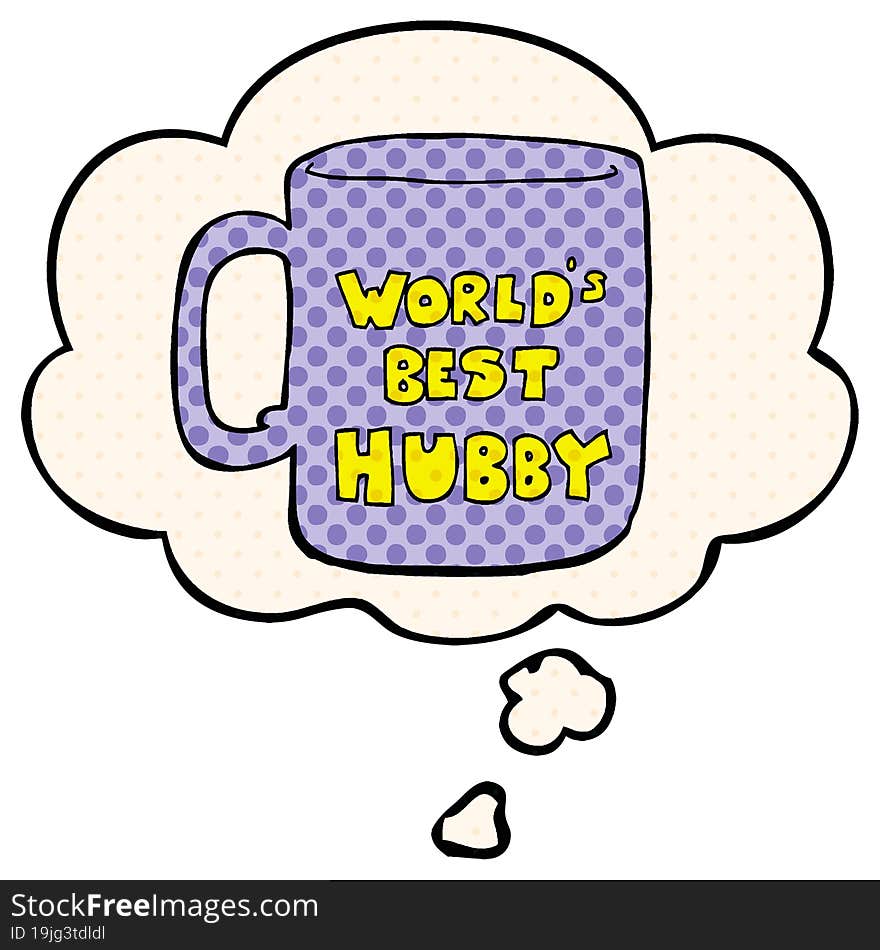 Worlds Best Hubby Mug And Thought Bubble In Comic Book Style