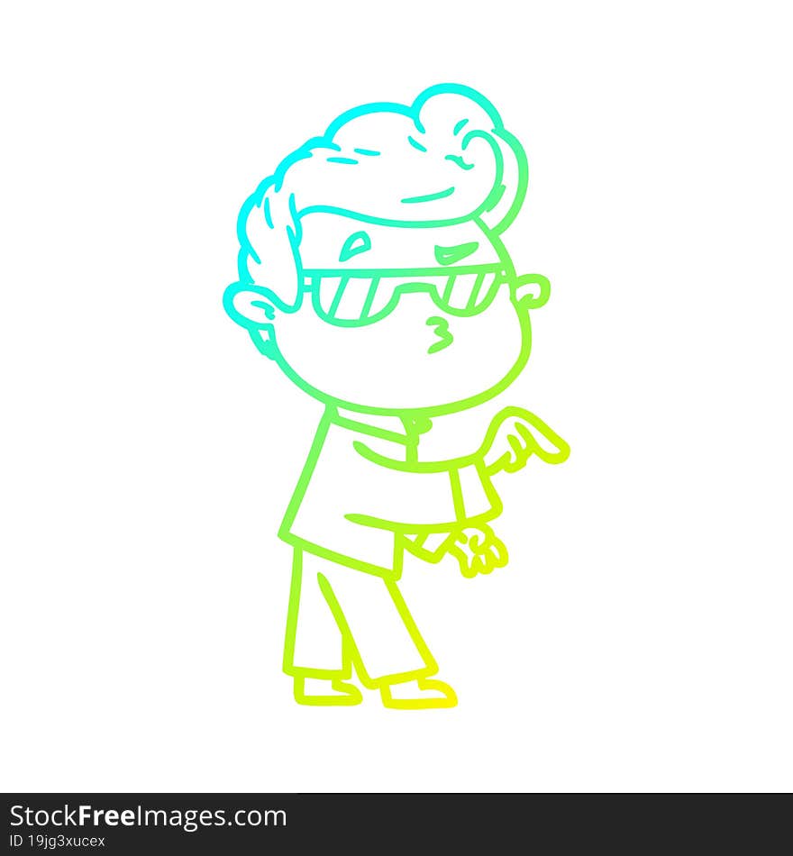 Cold Gradient Line Drawing Cartoon Cool Guy