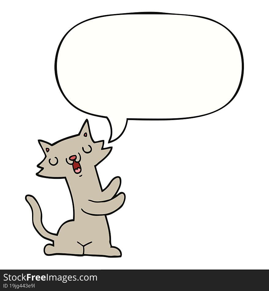 cartoon cat with speech bubble. cartoon cat with speech bubble