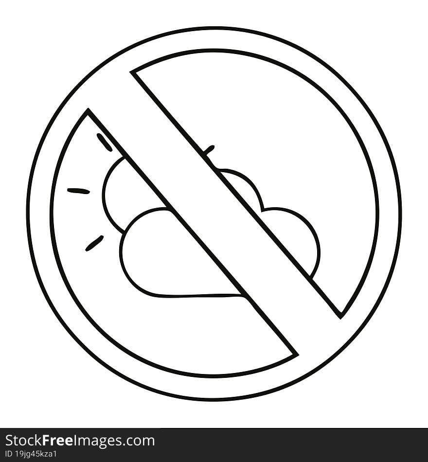 Line Drawing Cartoon Weather Warning Sign