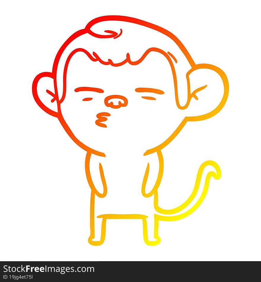 Warm Gradient Line Drawing Cartoon Suspicious Monkey