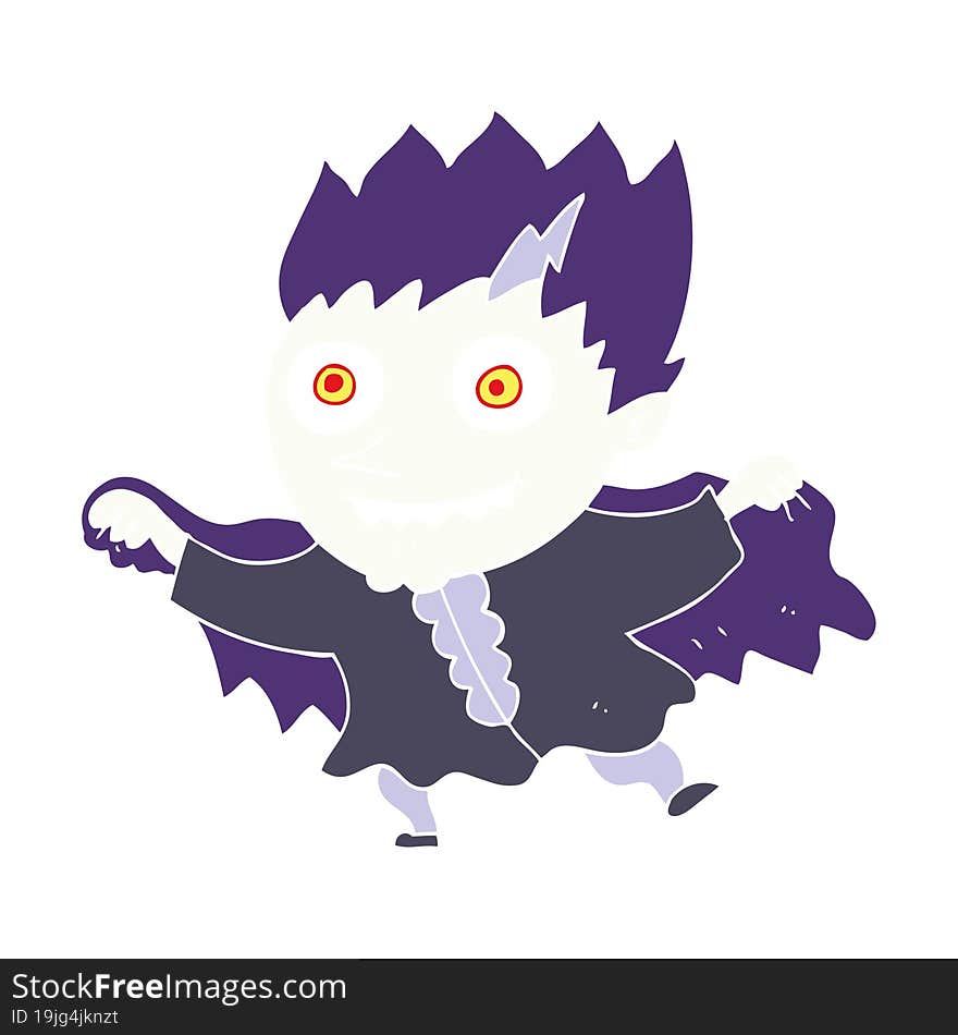 Flat Color Illustration Of A Cartoon Vampire