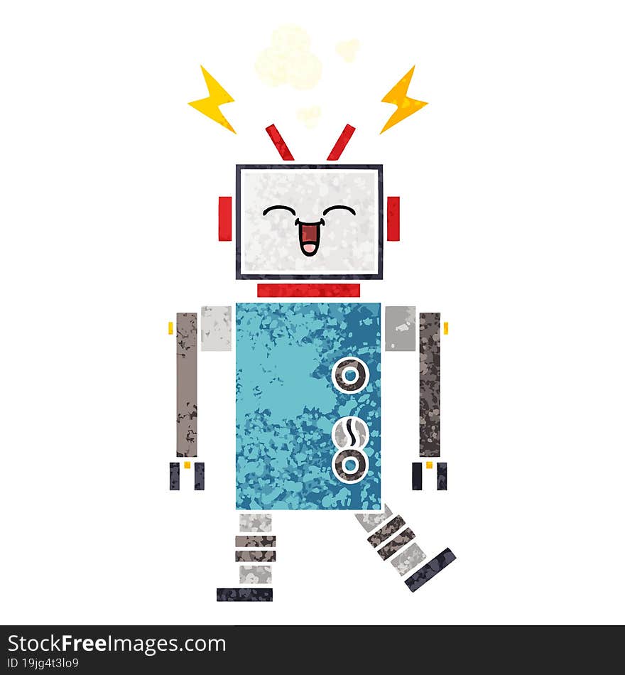 Retro Illustration Style Cartoon Robot