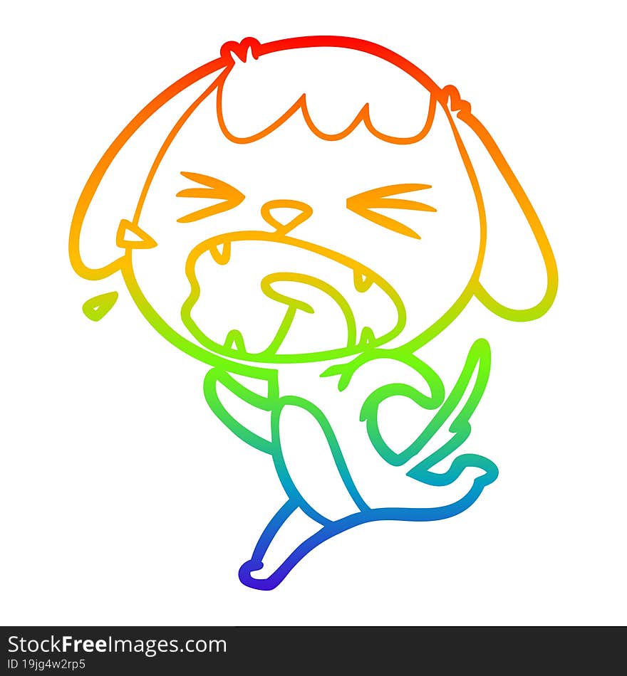 rainbow gradient line drawing cute cartoon dog barking