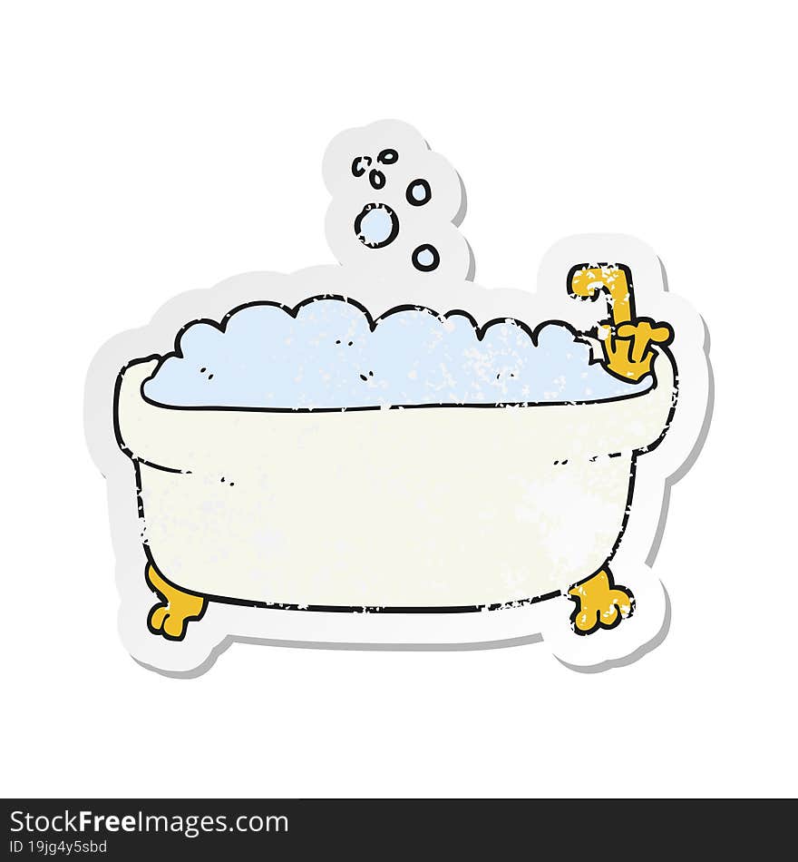 retro distressed sticker of a cartoon bathtub