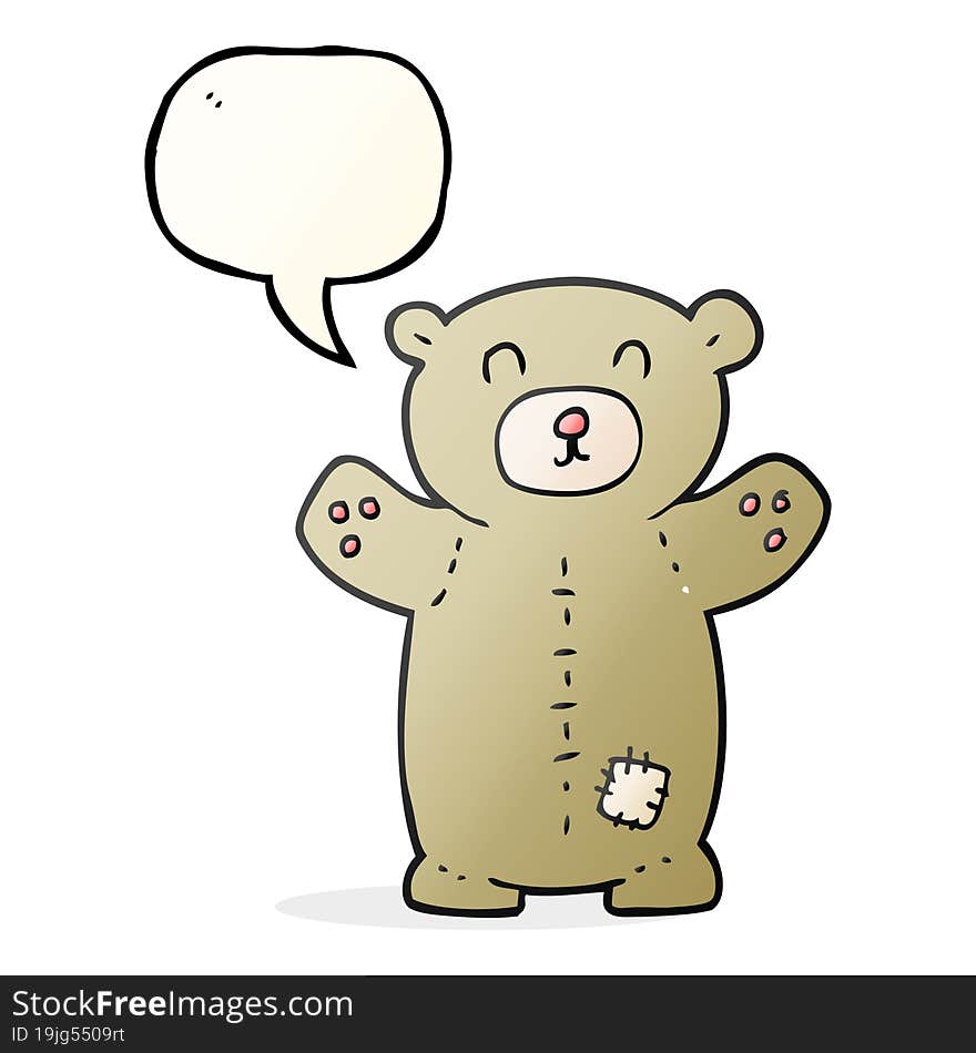 freehand drawn speech bubble cartoon teddy bear