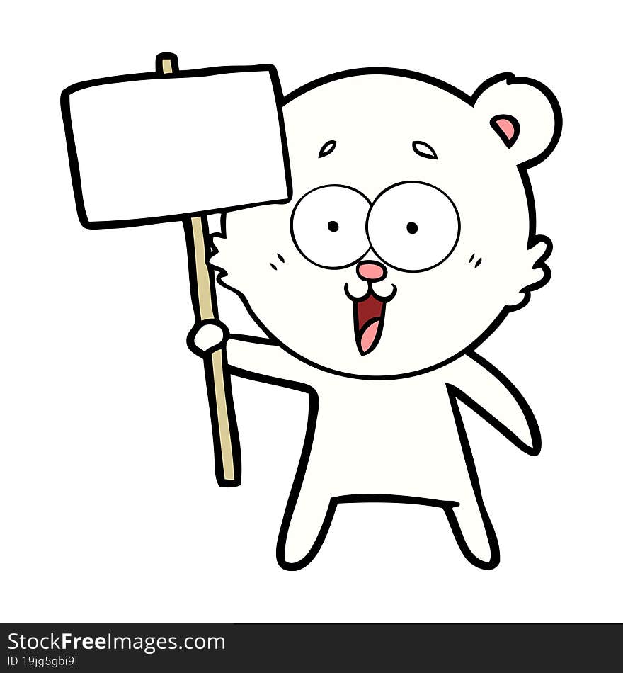 polar bear with protest sign cartoon. polar bear with protest sign cartoon