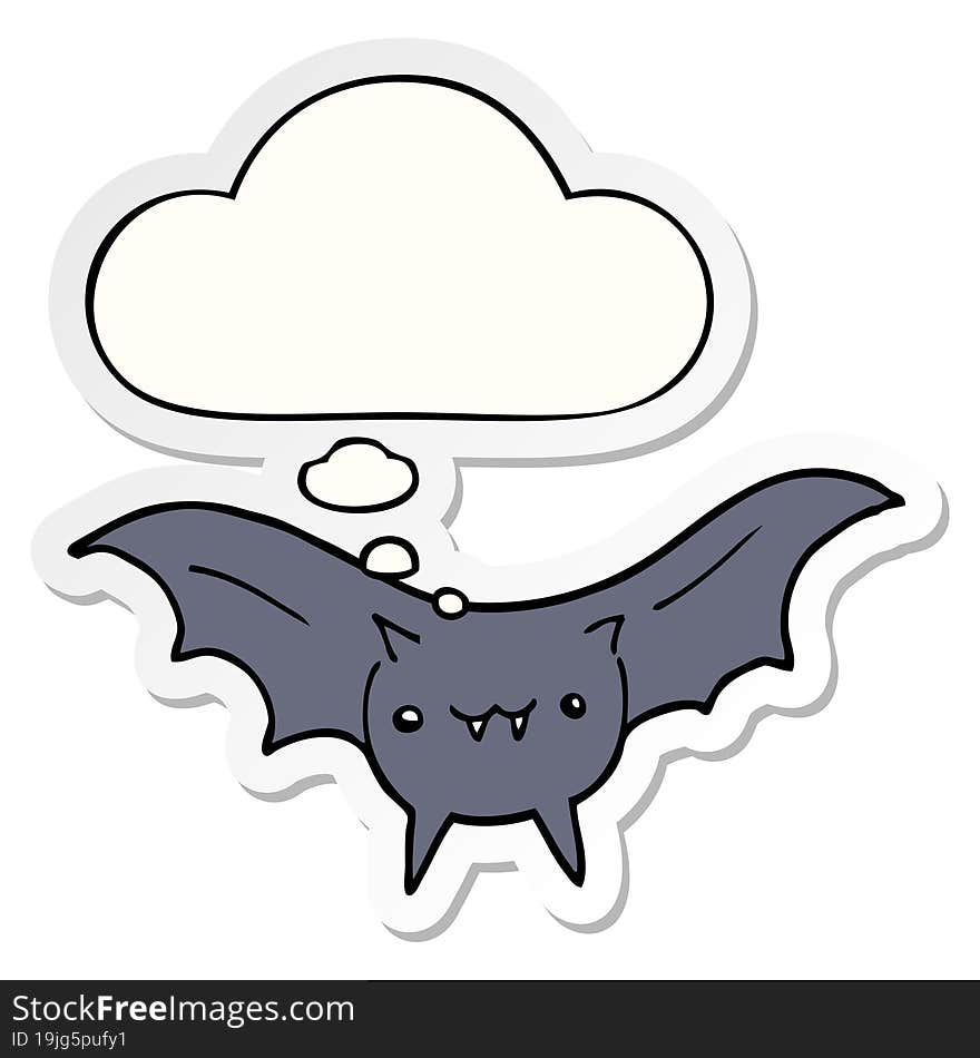 cartoon bat and thought bubble as a printed sticker