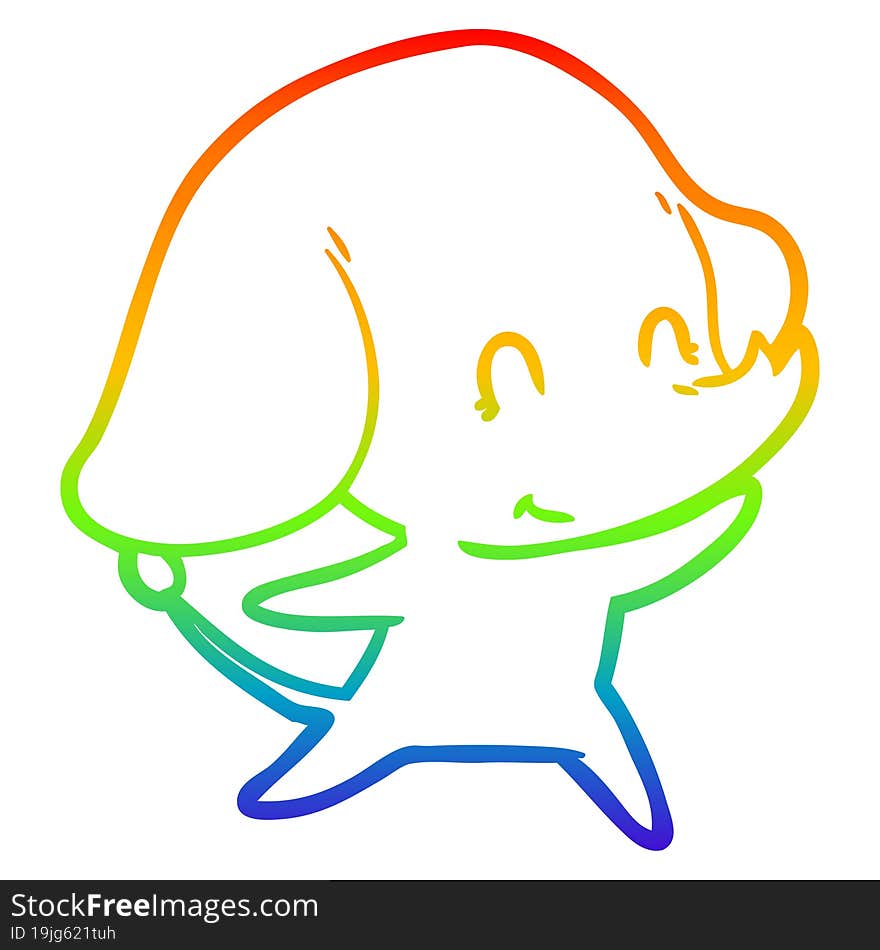 rainbow gradient line drawing cute cartoon elephant