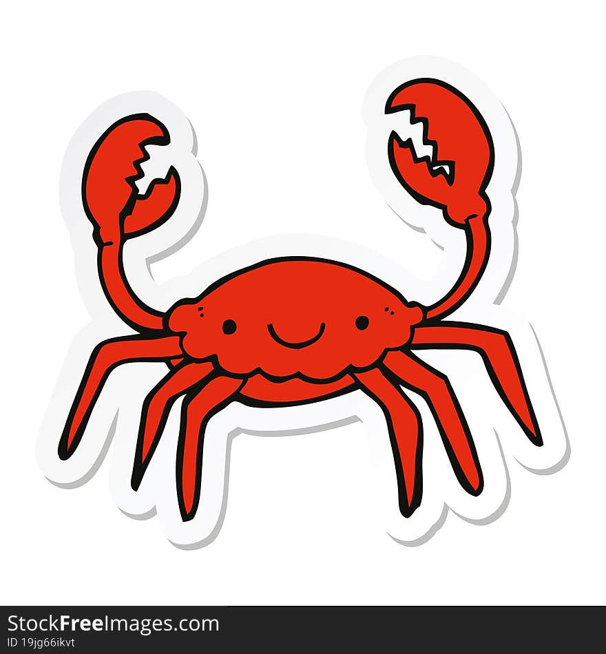 sticker of a cartoon crab