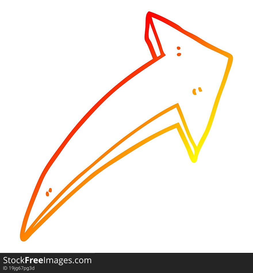 warm gradient line drawing cartoon arrow