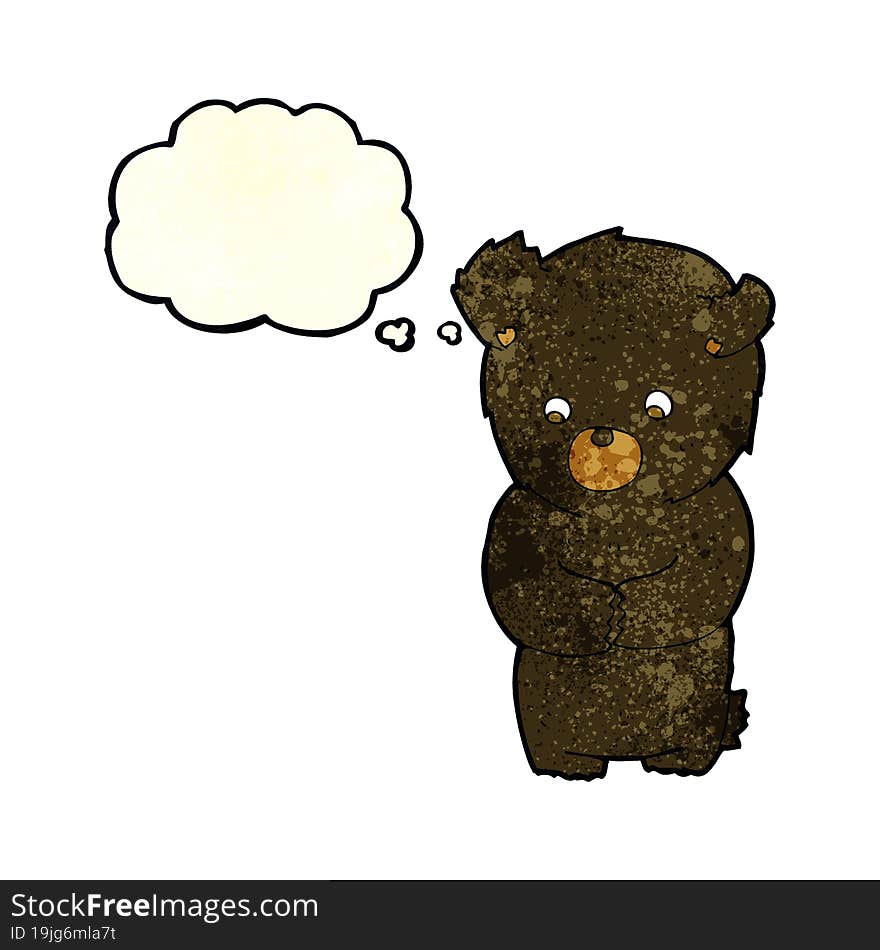 cute cartoon black bear with thought bubble