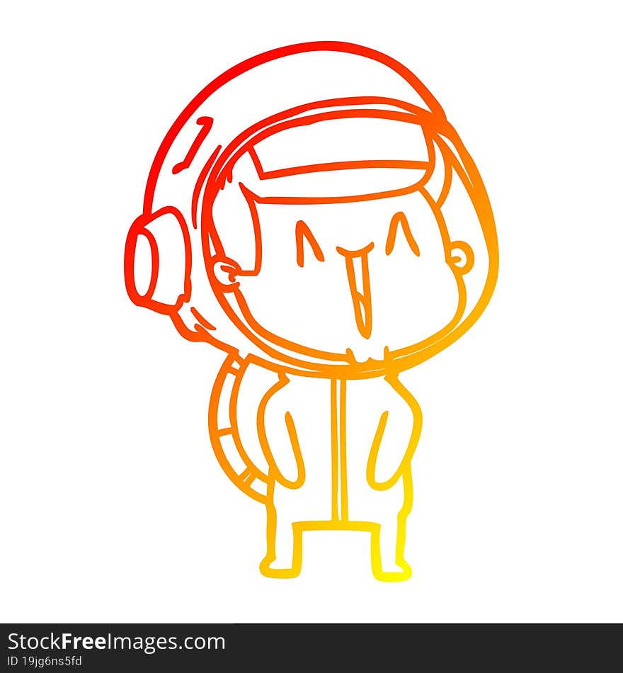 warm gradient line drawing of a happy cartoon astronaut