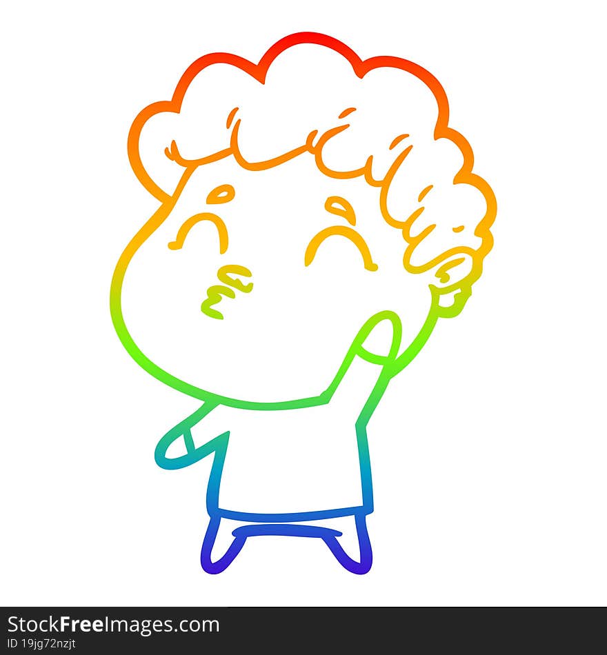 rainbow gradient line drawing cartoon man pouting