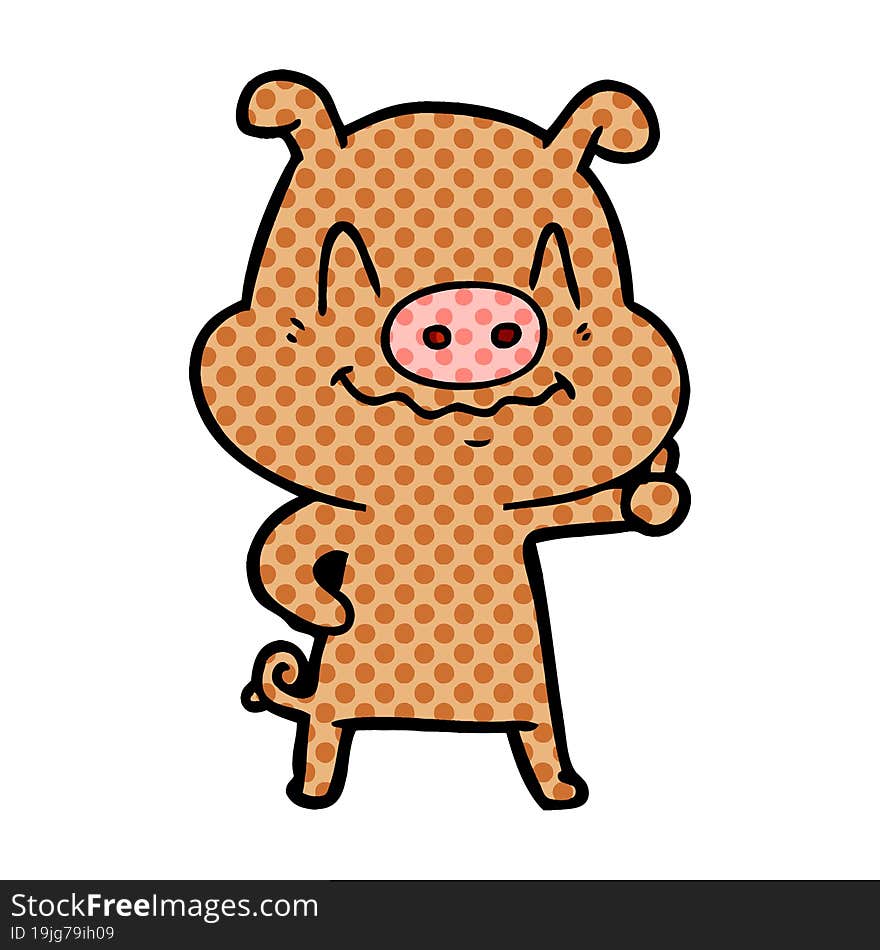 nervous cartoon pig. nervous cartoon pig