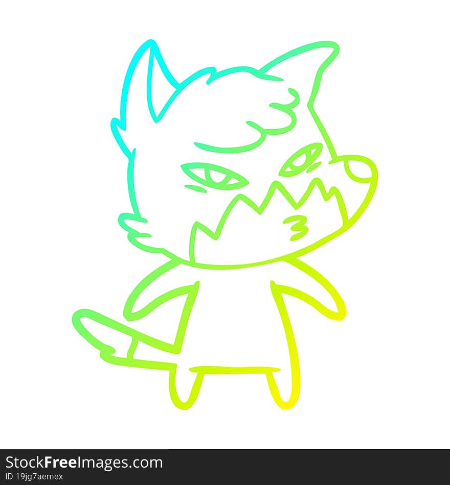 cold gradient line drawing clever cartoon fox