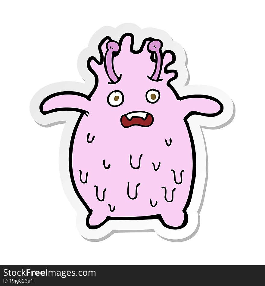 sticker of a cartoon funny slime monster