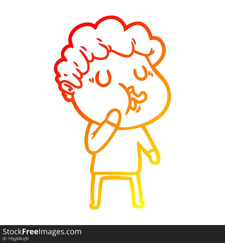 Warm Gradient Line Drawing Cartoon Man Singing