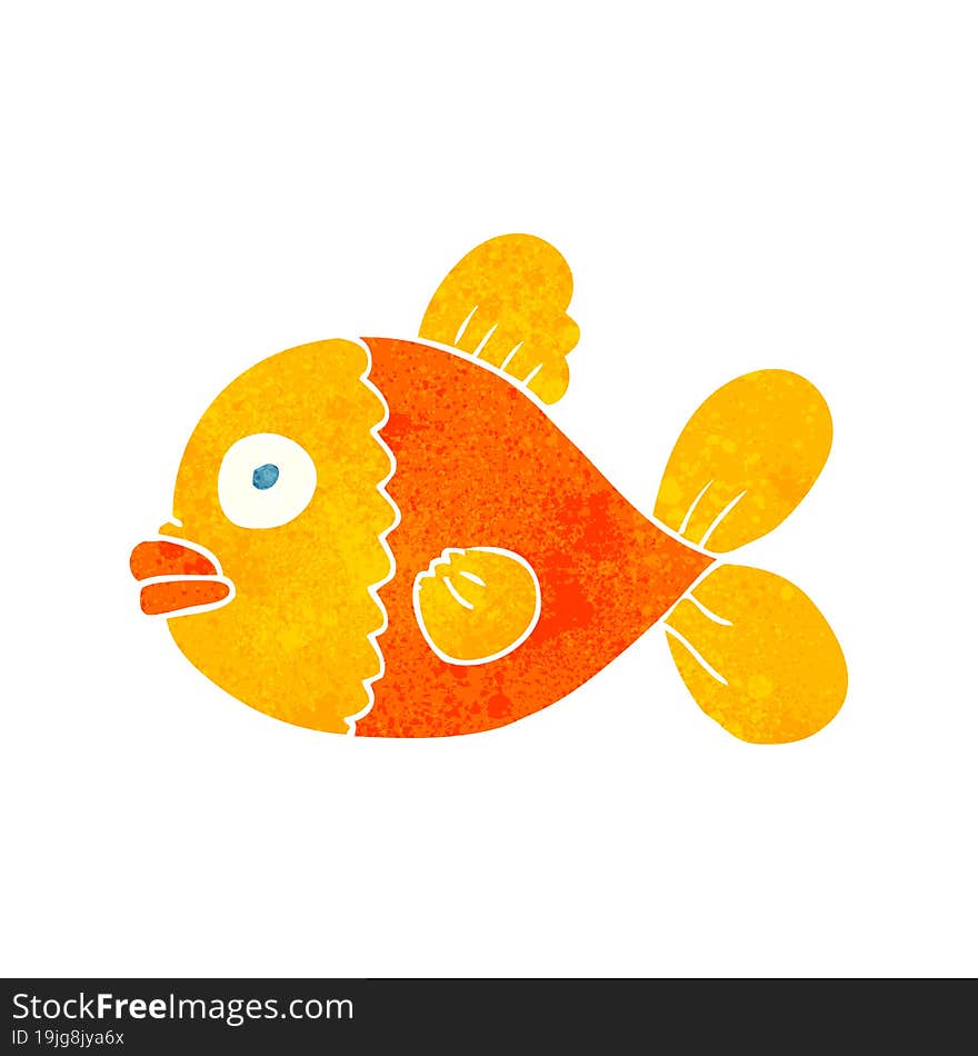 freehand retro cartoon fish