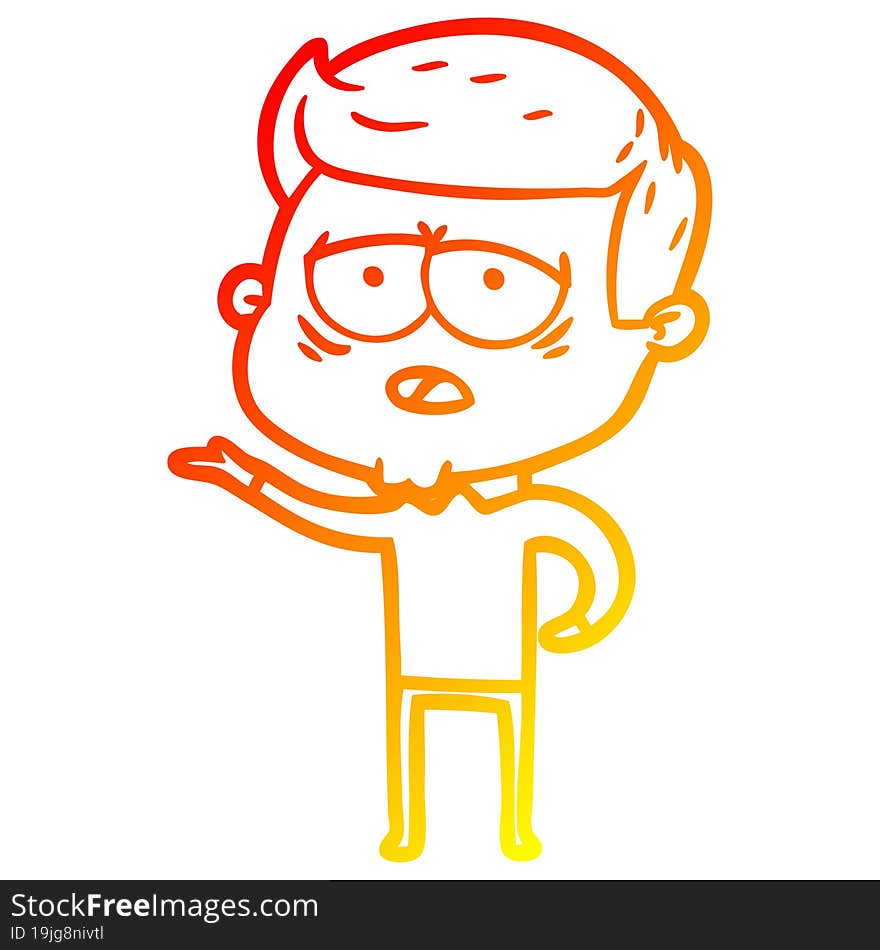 warm gradient line drawing cartoon tired man