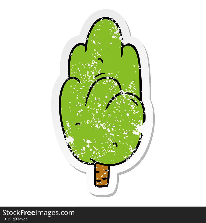 distressed sticker cartoon doodle single green tree