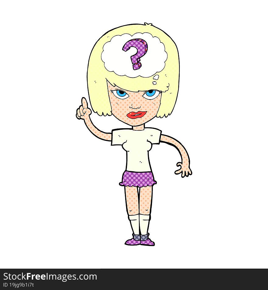 cartoon woman thinking