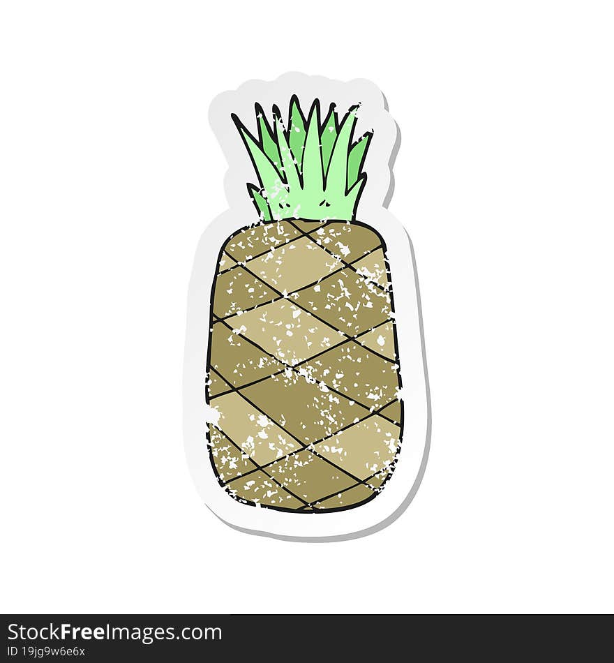 Retro Distressed Sticker Of A Cartoon Pineapple