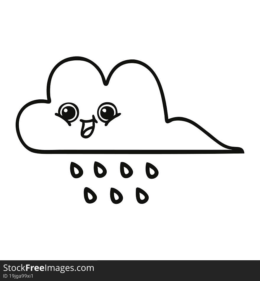 Line Drawing Cartoon Rain Cloud