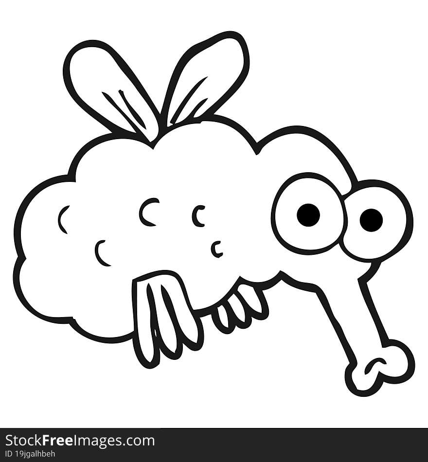 black and white cartoon fly