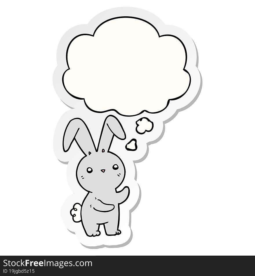 cute cartoon rabbit and thought bubble as a printed sticker