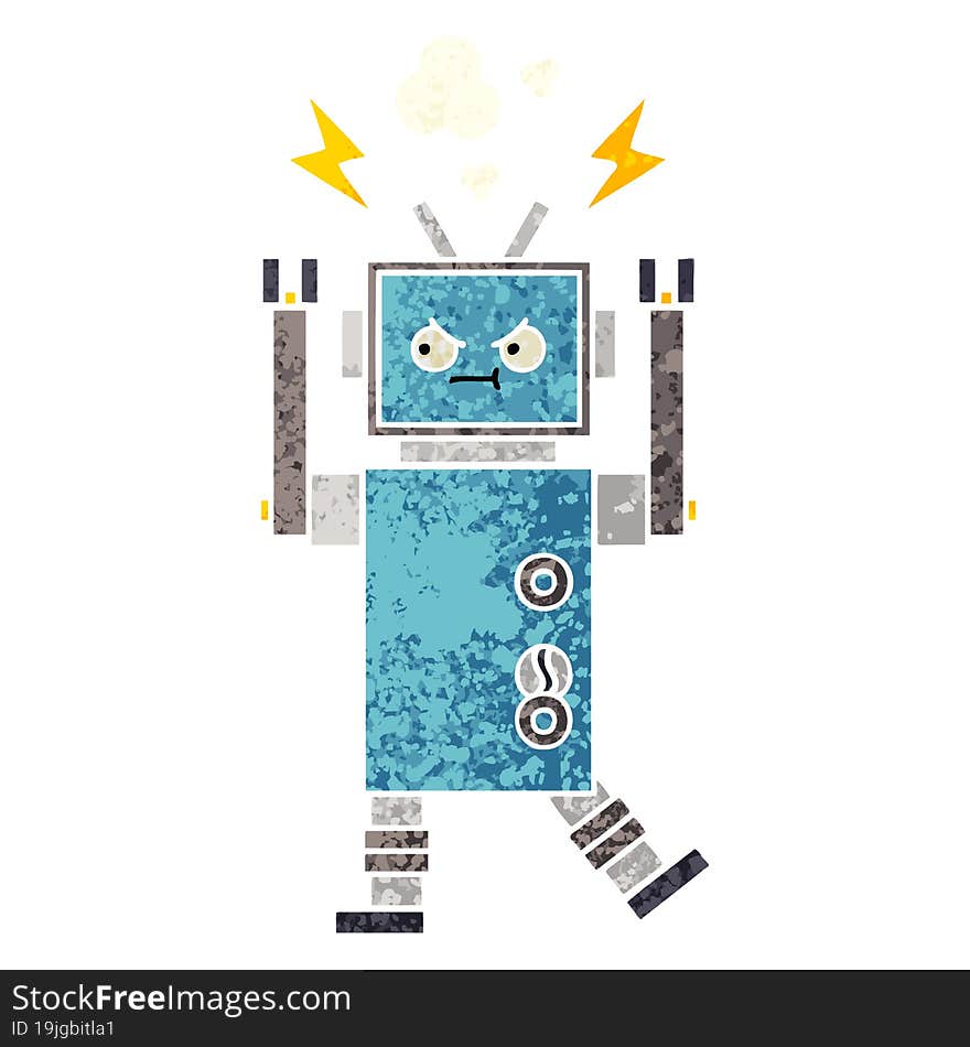 Retro Illustration Style Cartoon Robot