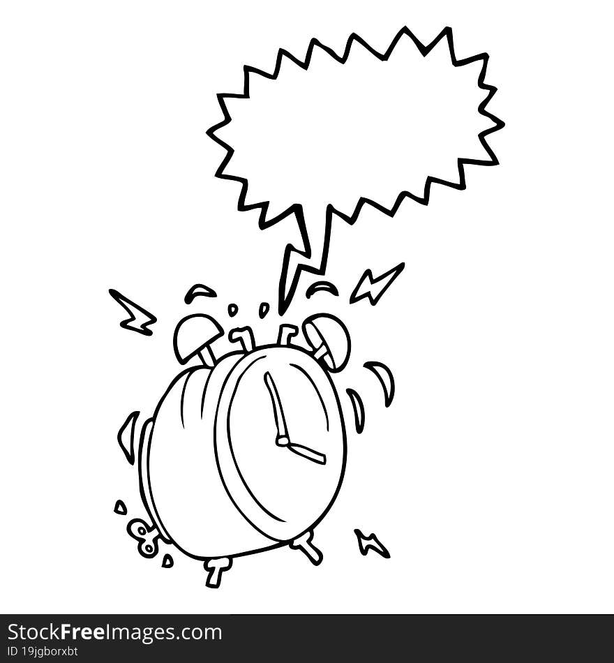 freehand drawn speech bubble cartoon ringing alarm clock