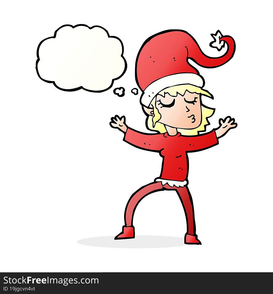 santa s helper cartoon with thought bubble