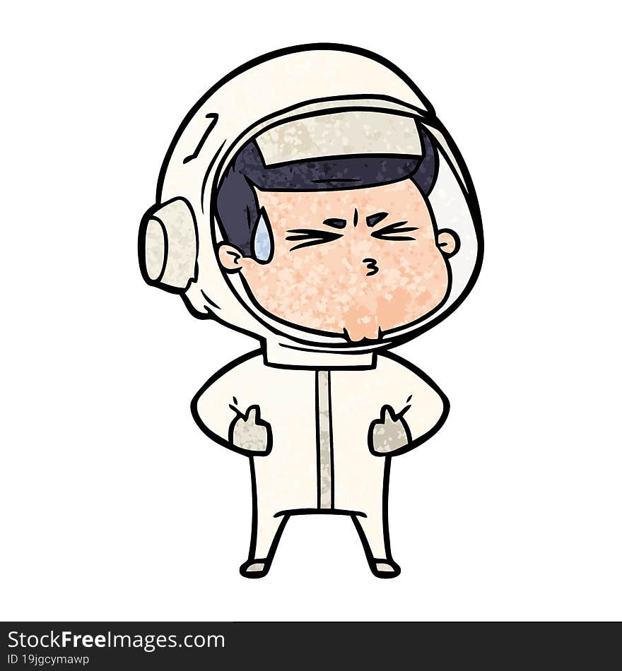 cartoon stressed astronaut. cartoon stressed astronaut