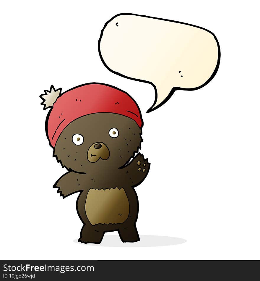 cute cartoon black bear with speech bubble