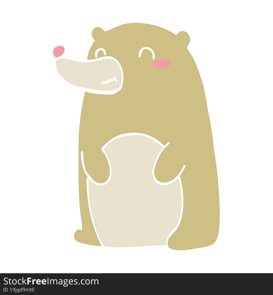 cute flat color style cartoon bear