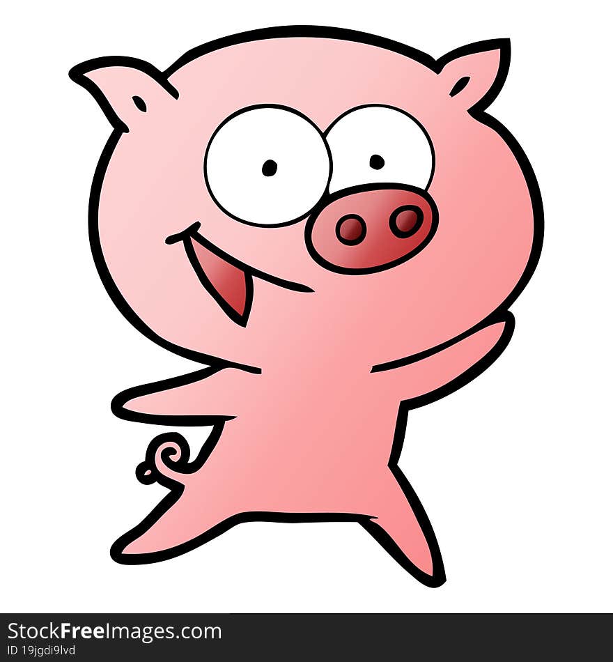 cheerful pig cartoon. cheerful pig cartoon