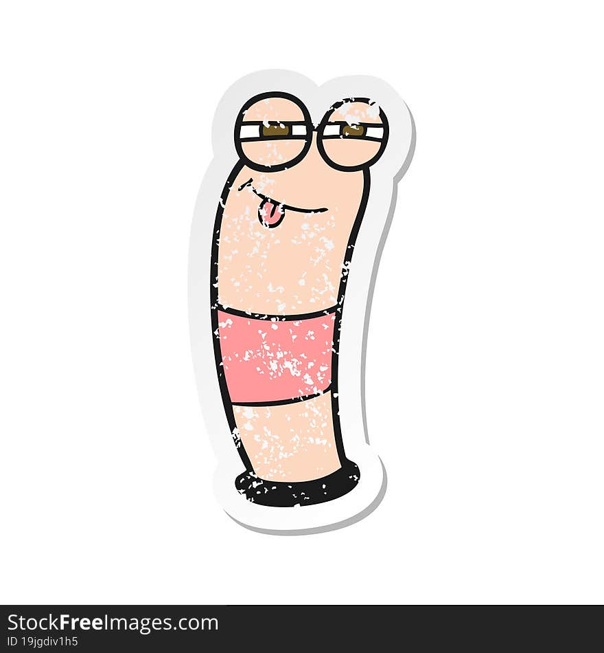 retro distressed sticker of a cartoon worm