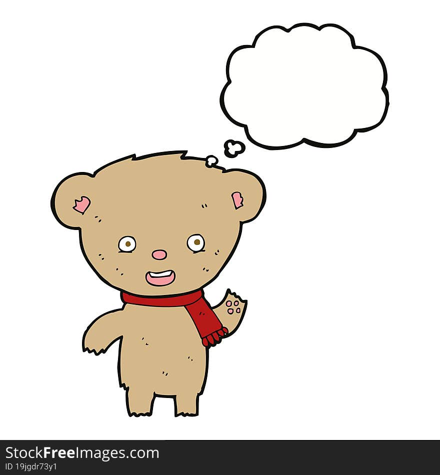 cartoon teddy bear with thought bubble