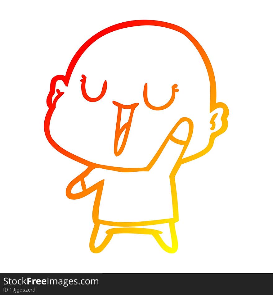 warm gradient line drawing happy cartoon bald man