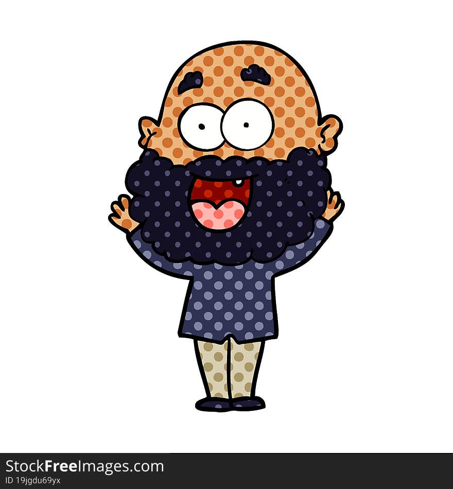 cartoon crazy happy man with beard. cartoon crazy happy man with beard