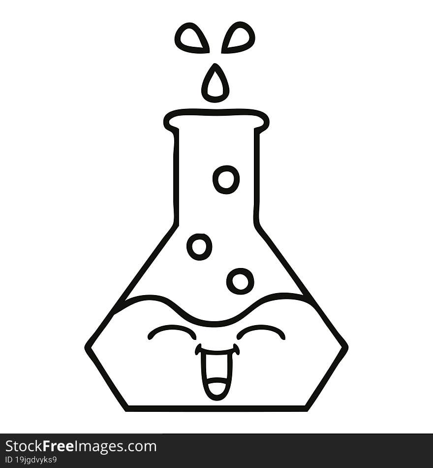 line drawing cartoon science beaker