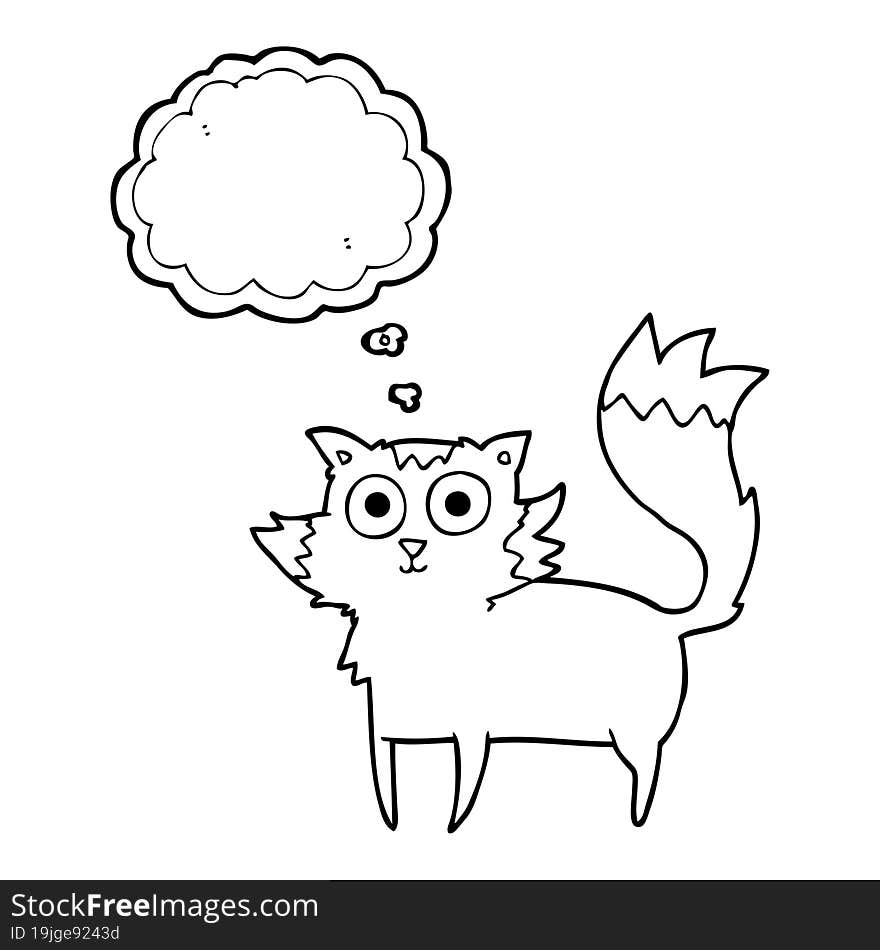 freehand drawn thought bubble cartoon cat