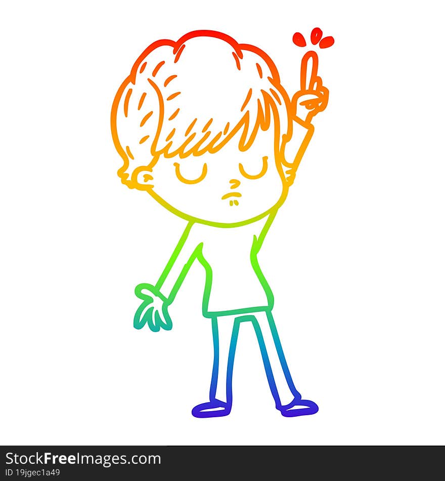 rainbow gradient line drawing of a cartoon woman