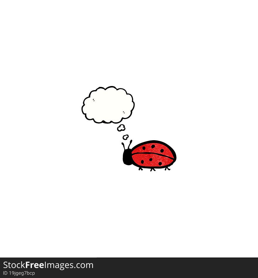 cartoon ladybug with thought bubble