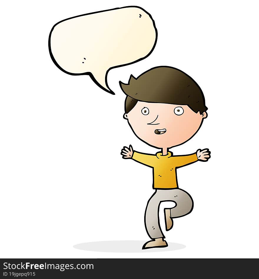 cartoon excited man with speech bubble