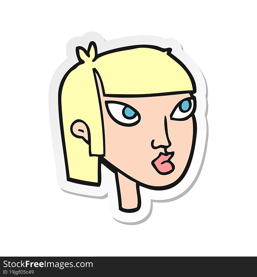 sticker of a cartoon female face