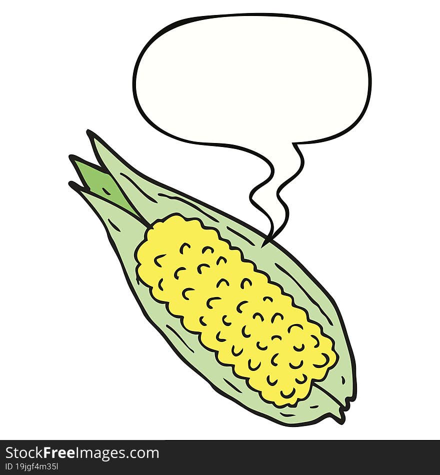 Cartoon Corn And Speech Bubble